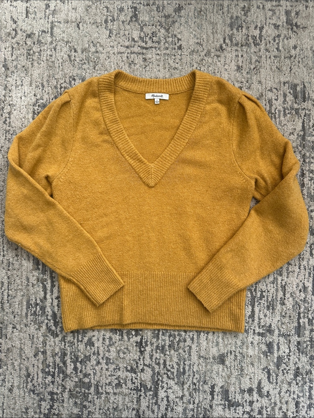 Madewell Women's V-Neck Sweater in Golden Mustard